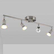 💡 4-light led track lighting kit in matte nickel - flexibly rotatable ceiling spot light for exhibition or hallway - cri≥90 - includes 4x 5w led gu10 bulbs (2700k, 510lm) logo
