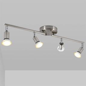 img 4 attached to 💡 4-Light LED Track Lighting Kit in Matte Nickel - Flexibly Rotatable Ceiling Spot Light for Exhibition or Hallway - CRI≥90 - Includes 4x 5W LED GU10 Bulbs (2700K, 510LM)