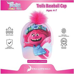 img 2 attached to DreamWorks Toddler Hat for Girl’s Ages 4-7: Trolls Kids Baseball Cap - Stylish and Sun-Protective