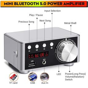 img 3 attached to 🔊 Facmogu Mini Bluetooth Power Amplifier: 100W BT 5.0 Digital Audio Amplifier for Wireless Lossless Music Player - Silver