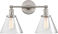 phansthy double sconce light: stylish industrial wall lighting with dual 7.3 inch clear glass lampshades (brushed) логотип