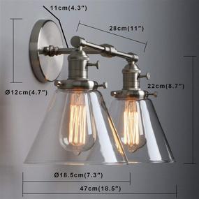 img 3 attached to Phansthy Double Sconce Light: Stylish Industrial Wall Lighting with Dual 7.3 Inch Clear Glass Lampshades (Brushed)