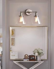 img 2 attached to Phansthy Double Sconce Light: Stylish Industrial Wall Lighting with Dual 7.3 Inch Clear Glass Lampshades (Brushed)