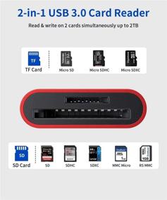 img 3 attached to 🔴 High-Speed SD Card Reader, JSAUX USB 3.0 SD Card Adapter 5Gbps 2TB Capacity TF SD Micro SD SDXC SDHC MMC RS-MMC Micro SDXC Micro SDHC UHS-I for Windows Linux Chrome, 2-Slots Simultaneous Reading - Red