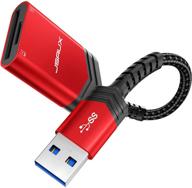 🔴 high-speed sd card reader, jsaux usb 3.0 sd card adapter 5gbps 2tb capacity tf sd micro sd sdxc sdhc mmc rs-mmc micro sdxc micro sdhc uhs-i for windows linux chrome, 2-slots simultaneous reading - red logo