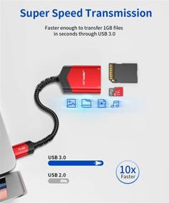 img 2 attached to 🔴 High-Speed SD Card Reader, JSAUX USB 3.0 SD Card Adapter 5Gbps 2TB Capacity TF SD Micro SD SDXC SDHC MMC RS-MMC Micro SDXC Micro SDHC UHS-I for Windows Linux Chrome, 2-Slots Simultaneous Reading - Red