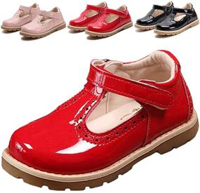 img 4 attached to 🎀 DADAWEN T-Strap Toddler Girls' Flats: Ideal Uniform & Princess Shoes