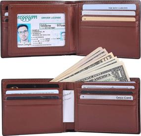 img 3 attached to 🔒 Ultimate Protection: NUMBER WU Leather Trifold Flipout Blocking Wallets, Card Cases & More