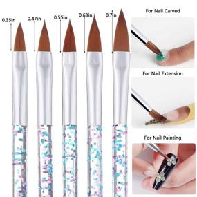 img 2 attached to 💅 5pcs Acrylic Nail Brush Set for Nail Design | UV Gel Painting, Drawing, and Manicure Tools | Includes 5pcs Nail Art Liner Brushes and Dotting Pen