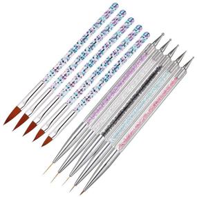 img 4 attached to 💅 5pcs Acrylic Nail Brush Set for Nail Design | UV Gel Painting, Drawing, and Manicure Tools | Includes 5pcs Nail Art Liner Brushes and Dotting Pen