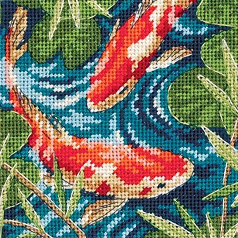 dimensions needlecrafts 7214 needlepoint pond 로고