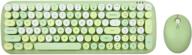 sades wireless keyboard mouse combo: full size mini cute round keycap, ultra-thin sleek design for windows, desktop, notebook, laptop - candy green logo