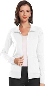 img 4 attached to 👚 JEYONG Women's Zip Up Scrub Jacket - Ultimate Comfort and Style!