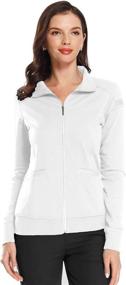 img 3 attached to 👚 JEYONG Women's Zip Up Scrub Jacket - Ultimate Comfort and Style!