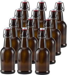 img 4 attached to 12-Pack of 16 oz Amber Glass Beer Bottles for Home Brewing with Flip Caps