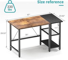 img 3 attached to 💻 Noblewell 47-Inch Computer Desk with Storage Shelves: Modern Industrial Home Office Workstation in Black