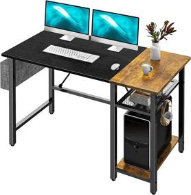 img 4 attached to 💻 Noblewell 47-Inch Computer Desk with Storage Shelves: Modern Industrial Home Office Workstation in Black