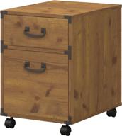 🌲 stylish and functional bush furniture kathy ireland home ironworks 2-drawer mobile file cabinet in vintage golden pine логотип