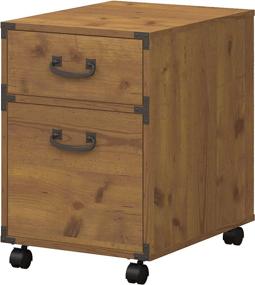 img 4 attached to 🌲 Stylish and Functional Bush Furniture Kathy Ireland Home Ironworks 2-Drawer Mobile File Cabinet in Vintage Golden Pine