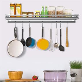 img 1 attached to 🧂 Wall Mounted Spice Rack Organizer with 8 Hooks - Multi-Purpose 304 Stainless Steel Seasoning Shelf for Bathroom, Kitchen, Commercial, Restaurant, and Bar Storage (7.87 x 31.5 inches)