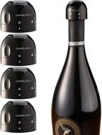 🍾 derguam 4-pack champagne stoppers - 100% leakproof corks for fresh champagne, cava, prosecco & sparkling wine - champagne saver bottle stoppers, ideal for preservation - black logo