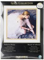 🩰 dimensions gold collection beautiful ballerina counted cross stitch kit, 18 count white aida, 14'' x 14'' - craft in elegance logo