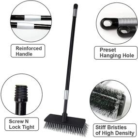 img 1 attached to Ultimate Heavy Duty Outdoor Scrubber: Adjustable Long Handled Hard Bristle Push Broom for Deck, Garage, Patio, Driveway, Garden Yard Cleaning