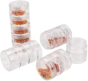 img 2 attached to 📦 TDOTM Bead Storage: 5 Layer Clear Plastic Cylinder Stackable Organizer Jars for Jewelry DIY Art Craft Nail Small Items - Set of 5PCS