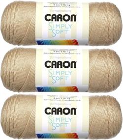 img 1 attached to 🧶 Пряжа Caron Simply Soft Solids (3 пакета) "Кость" – Шерстяная пряжа премиум-класса для вязания и вязания крючком.