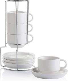 img 4 attached to ☕ SWEEJAR Porcelain Stackable Cappuccino and Espresso Set