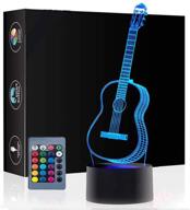 🎸 3d illusion christmas gift guitar lamp – birthday present table desk night light with 16 color changing, touch switch, acrylic flat & abs base, usb cable – perfect toy for music lovers логотип