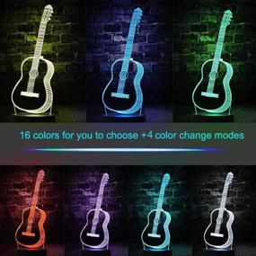 img 3 attached to 🎸 3D Illusion Christmas Gift Guitar Lamp – Birthday Present Table Desk Night Light with 16 Color Changing, Touch Switch, Acrylic Flat & ABS Base, USB Cable – Perfect Toy for Music Lovers