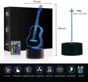 img 2 attached to 🎸 3D Illusion Christmas Gift Guitar Lamp – Birthday Present Table Desk Night Light with 16 Color Changing, Touch Switch, Acrylic Flat & ABS Base, USB Cable – Perfect Toy for Music Lovers