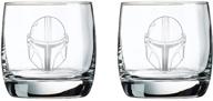 🪐 the mandalorian glass set: 10 oz capacity - 2-pack star wars design - heavy base helmets glassware logo