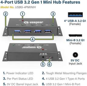 img 1 attached to 💻 USBGear USB 3.0 4 Port Power Hub - Металлический корпус высокой скорости для улучшенной производительности