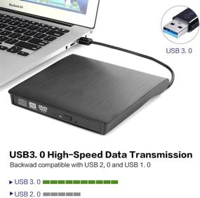 img 3 attached to 💿 USB 3.0 External DVD CD Drive: Portable, High-Speed Writer for Desktop/Laptop, Black