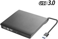 💿 usb 3.0 external dvd cd drive: portable, high-speed writer for desktop/laptop, black logo
