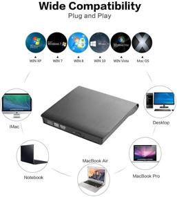 img 2 attached to 💿 USB 3.0 External DVD CD Drive: Portable, High-Speed Writer for Desktop/Laptop, Black