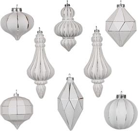 img 4 attached to 🎄 Valery Madelyn 8ct Frozen Winter Silver and White Glass Christmas Ball Ornaments: Sparkling Xmas Decor for a Festive Tree