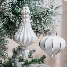 img 1 attached to 🎄 Valery Madelyn 8ct Frozen Winter Silver and White Glass Christmas Ball Ornaments: Sparkling Xmas Decor for a Festive Tree