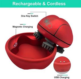 img 2 attached to 😍 Rejuvenate & Promote Hair Growth with Electric Scalp Massager - Vibrating Head Massager for Stress Relief, Deep Cleaning, Waterproof Design, Cordless & USB Rechargeable (Red)