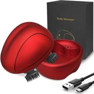 😍 rejuvenate & promote hair growth with electric scalp massager - vibrating head massager for stress relief, deep cleaning, waterproof design, cordless & usb rechargeable (red) logo