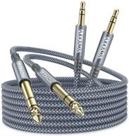 🎧 akoada 6.6ft stereo audio cable 1/4 to 1/8 (2 pack), 6.35mm male to 3.5mm male trs bidirectional audio cable jack for guitar, ipad, laptop, home theater, amplifiers-grey logo