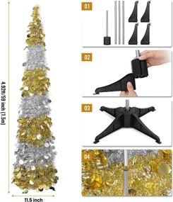 img 3 attached to 🌲 Macting 5ft Pop Up Tinsel Christmas Tree: Easy-Assembly Coastal Trees with Foil Sequins - Ideal for Indoor and Outdoor Holiday Xmas Decorations