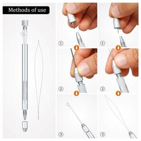 img 1 attached to Эффективный набор для наращивания волос 4 в 1: петлевое ушко для нанизывания нитей, вязальные спицы, держатель бисера и многое другое!
