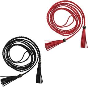 img 3 attached to 💃 Stylish Waist Leather Tassel Belt: Vintage Women's Accessories for Fashion-forward Ladies