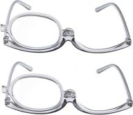 👓 2 pack gray folding magnifying makeup glasses for women - eye make up, cosmetic reading spectacles with flip over lens (2.75) logo