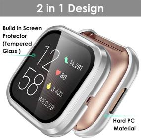 img 3 attached to 💎 Ouwegaga Fitbit Versa 2 Screen Protector Case - Tempered Glass Cover with HD Clarity for Fitbit Versa 2 Smartwatch | Clear Silver 2 Pack