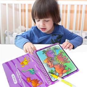 img 3 attached to Boost Creativity and Learning with the Coloring Toddler Reusable Activity Dinosaur