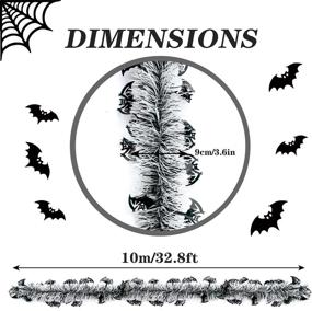 img 3 attached to 🦇 CCINEE 33FT Halloween Tinsel Garland - Spooktacular Bat Metallic Twist Decoration for Halloween Party, White & Black